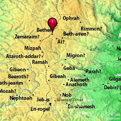 Map showing location of Bethel and Ai
