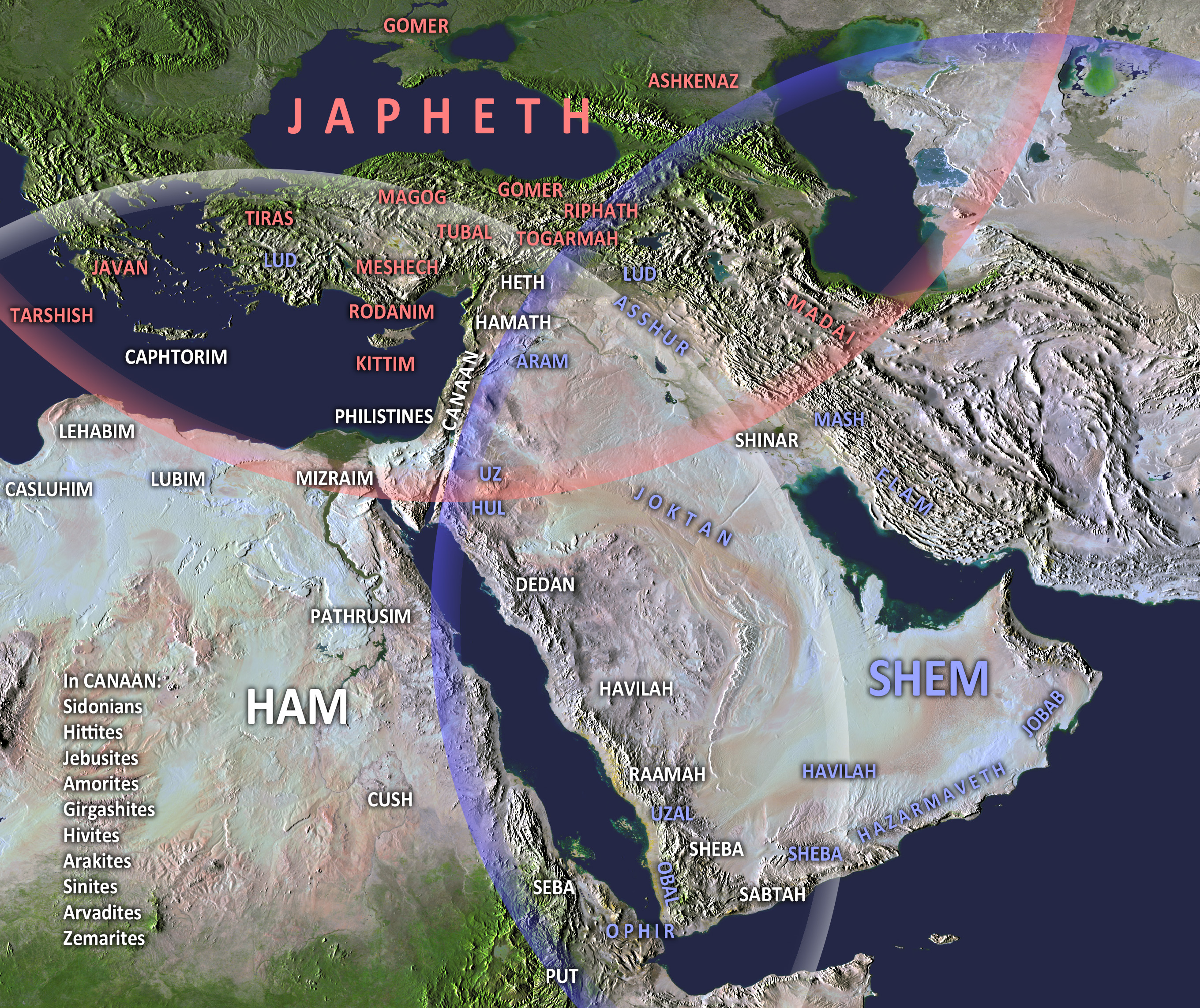 Magnify Map of the Table of Nations (Genesis 10)