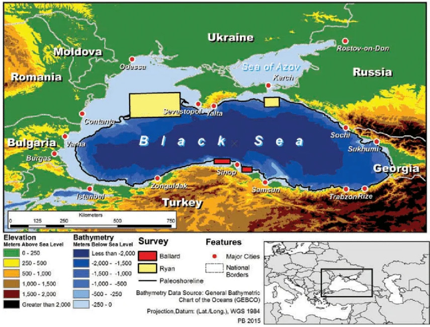 Location of Black Sea Surveys by Ballard and Ryan