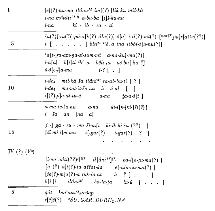 Transcription of Ras Shamra AkkadianFlood Tablet